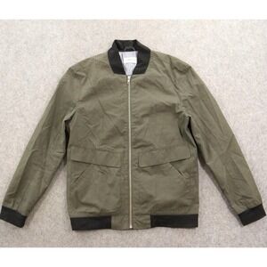 Jacob Holston Jacket Mens Medium Green Full Zip Bomber Pockets Long Sleeve